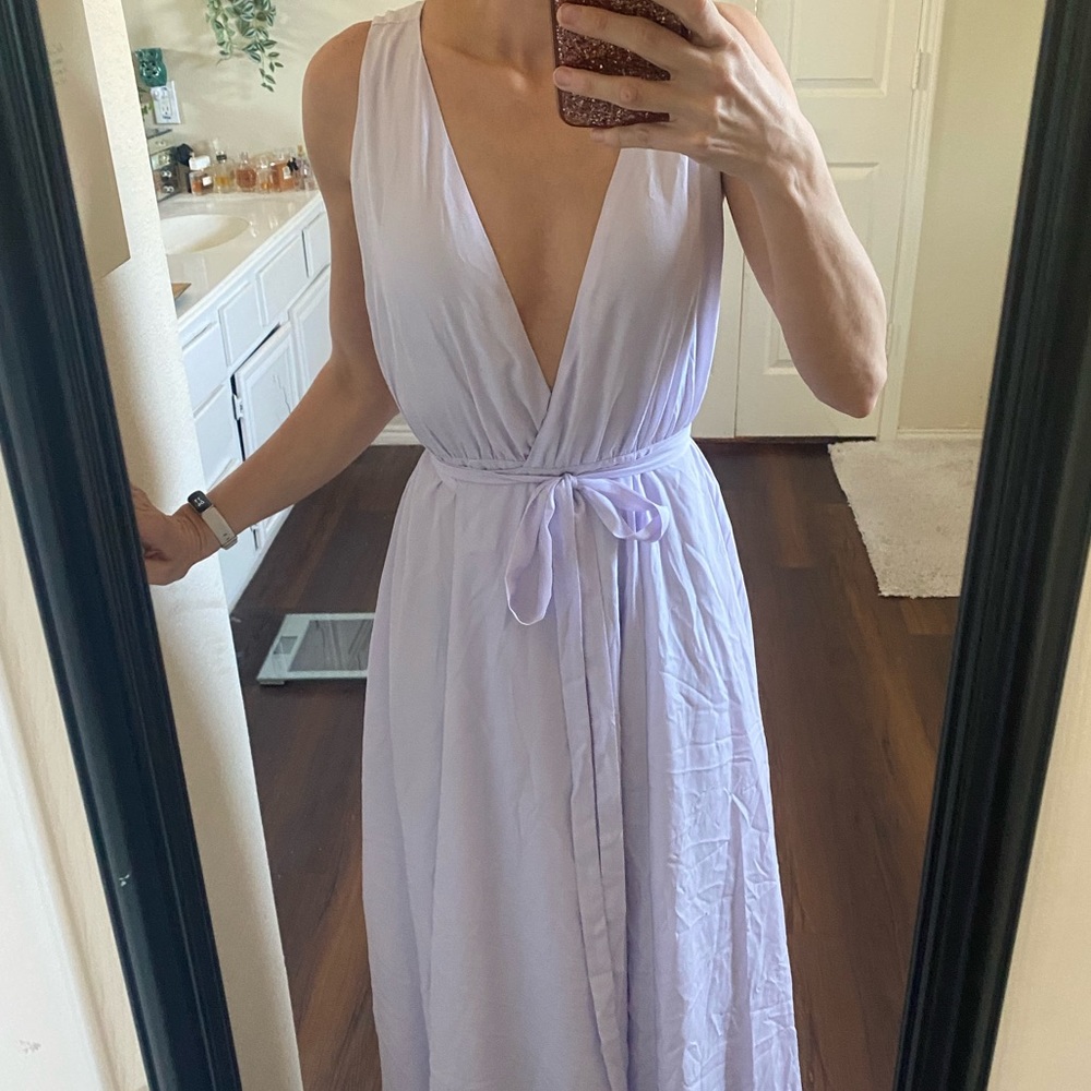 Lovers + Friends lavender purple sleeveless plunging neckline formal prom dress - Picture 9 of 12